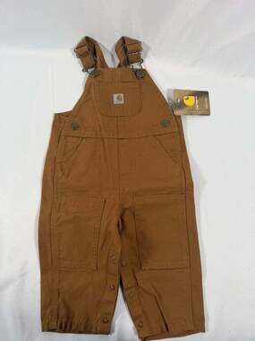 Carhartt Boys Brown Cotton Canvas Bib Overalls One-Piece Workwear 9 months NEW